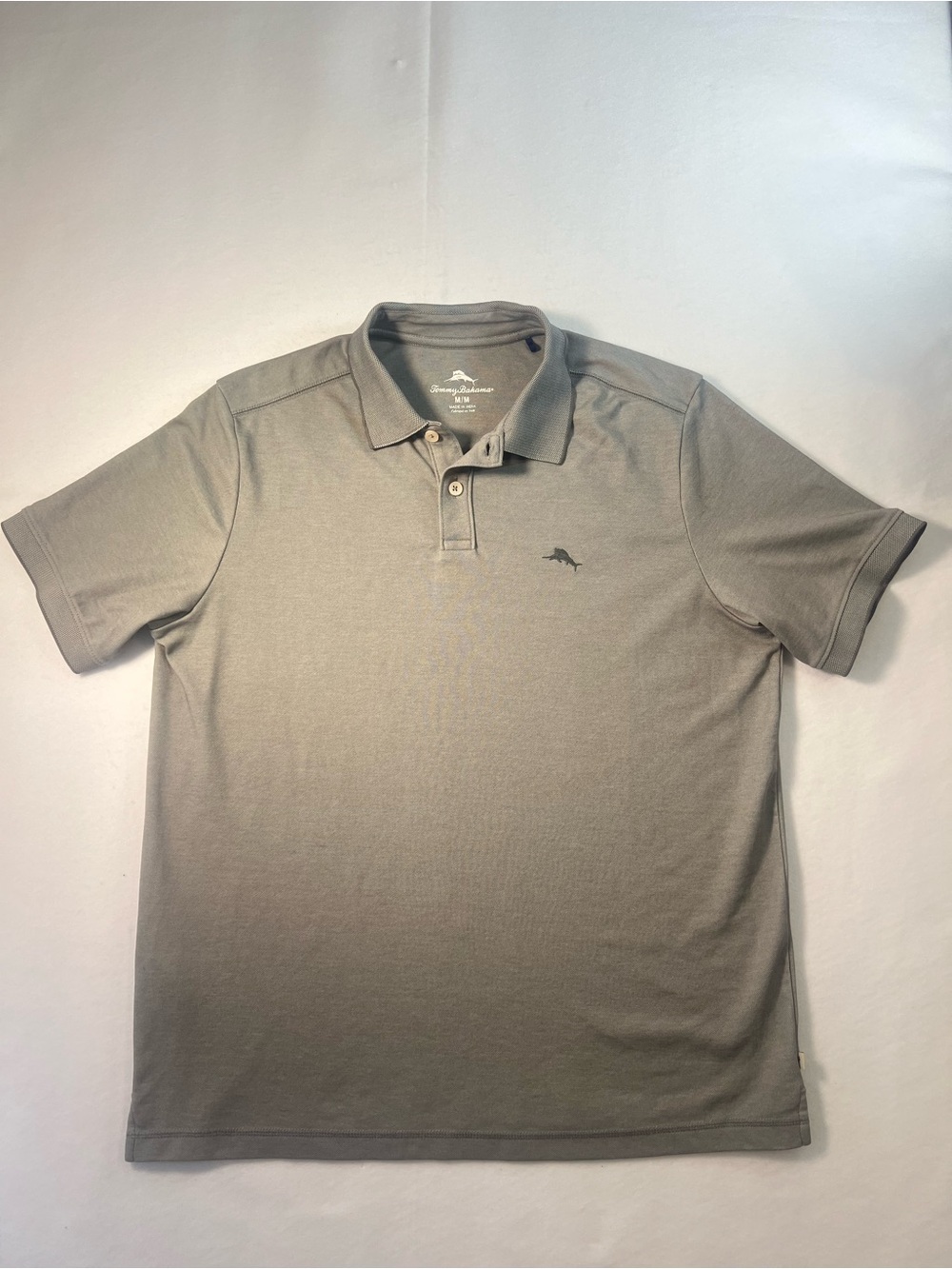 Tommy Bahama Men’s Medium Gray Supima Cotton Blend Polo Shirt Short Sleeve